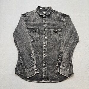 Original Paperbacks Western Shirt Men's Small Black Acid Wash Classic Button Up